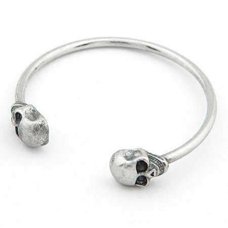 Womens Double Sided Skull Bracelet Alloy Geometric Bangle