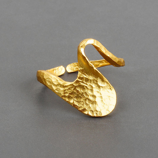 Womens Adjustable Ring Copper Wave Design Electroplated Platinum Finish Or Gold Finish For Index Finger Glossy