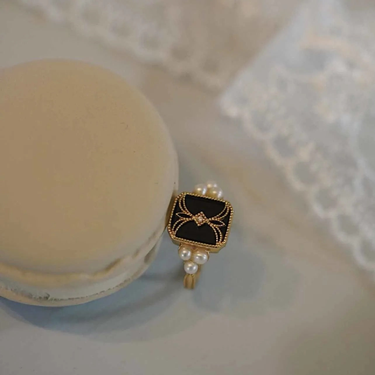 Japanese Korean Retro Geometric Seal Ethnic Ring Copper Black Gold Plated Adjustable Opening Jewelry for Women