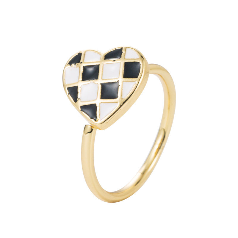 Rotatable Zircon Ring Gold Plated Copper Micro Inlaid Adjustable Open Elegant Style Jewelry For Everyday Wear