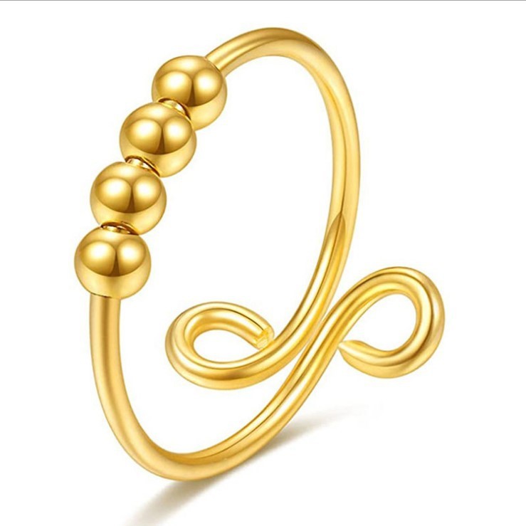 Rotatable Ring Adjustable Copper Geometric Fidget Jewelry For Stress Relief Gift For Women And Men Anxiety Relief