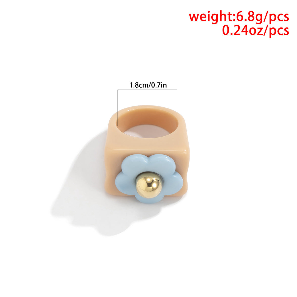 Womens Flower Resin Ring Wide Floral Statement Fashion Ring