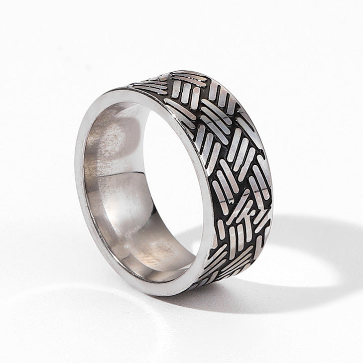 Geometric Titanium Ring Unisex Electroplated Band Jewelry