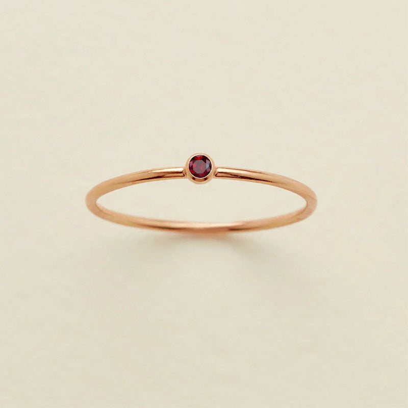 Stainless Steel Geometric Ring With Diamond Accents And Colorful Simulated Birthstone Anniversary Ring For Women Girls