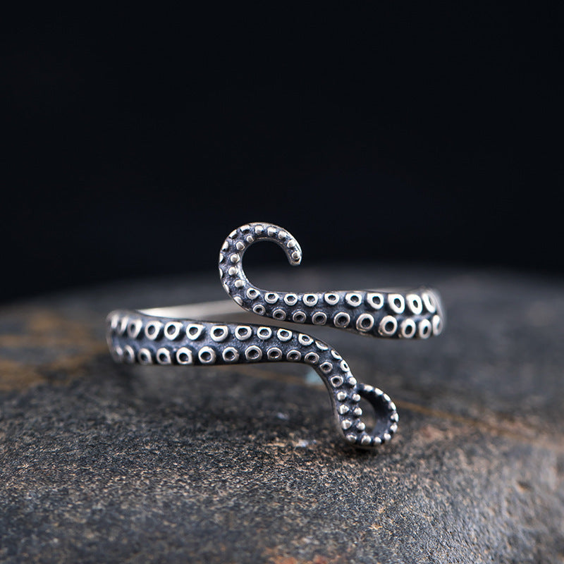 Womens Octopus Rings Adjust Open Antique Finish Alloy Fashion Ring Animal Modeling Personality Creativity Cell