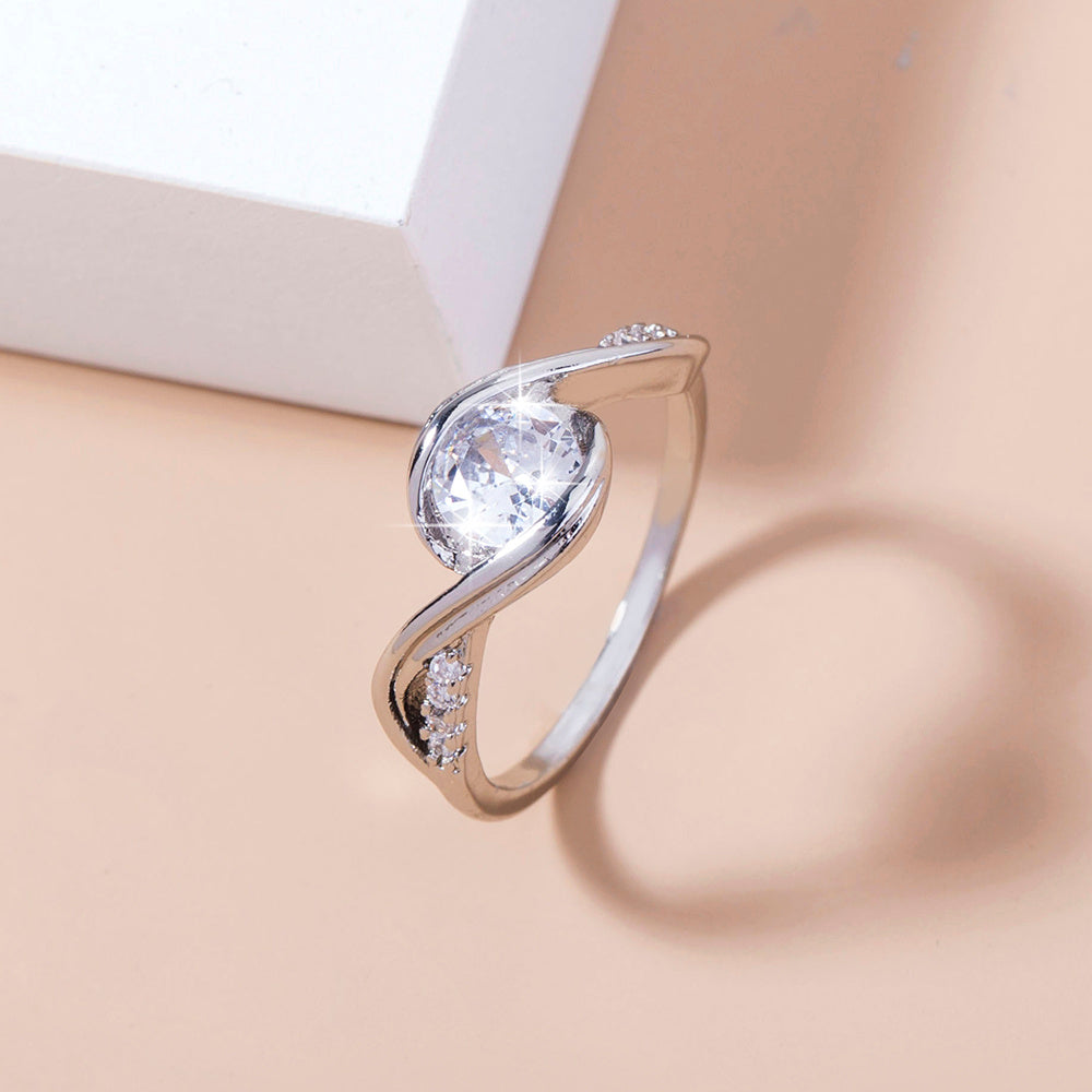 Womens Copper Ring Zircon Inlaid Adjustable European Fashion Jewelry All Match Light Luxury Everyday Chic Gift