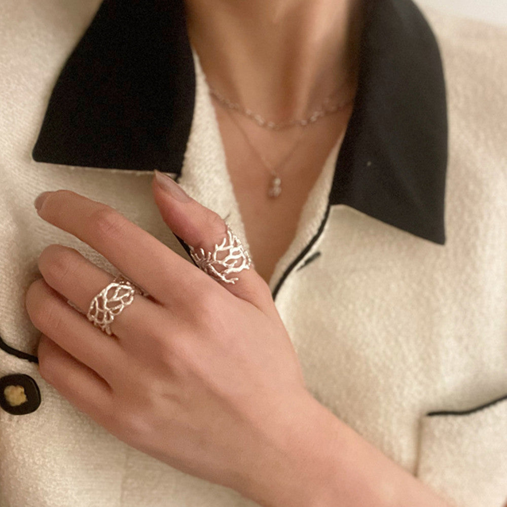 Geometric Open Ring Adjustable Unisex Silver Plated Copper Jewelry Geometric Statement Ring For Everyday Wears