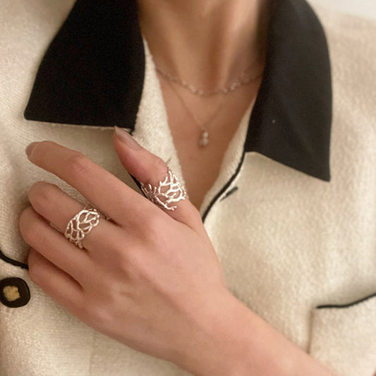 Geometric Open Ring Adjustable Unisex Silver Plated Copper Jewelry Geometric Statement Ring For Everyday Wears