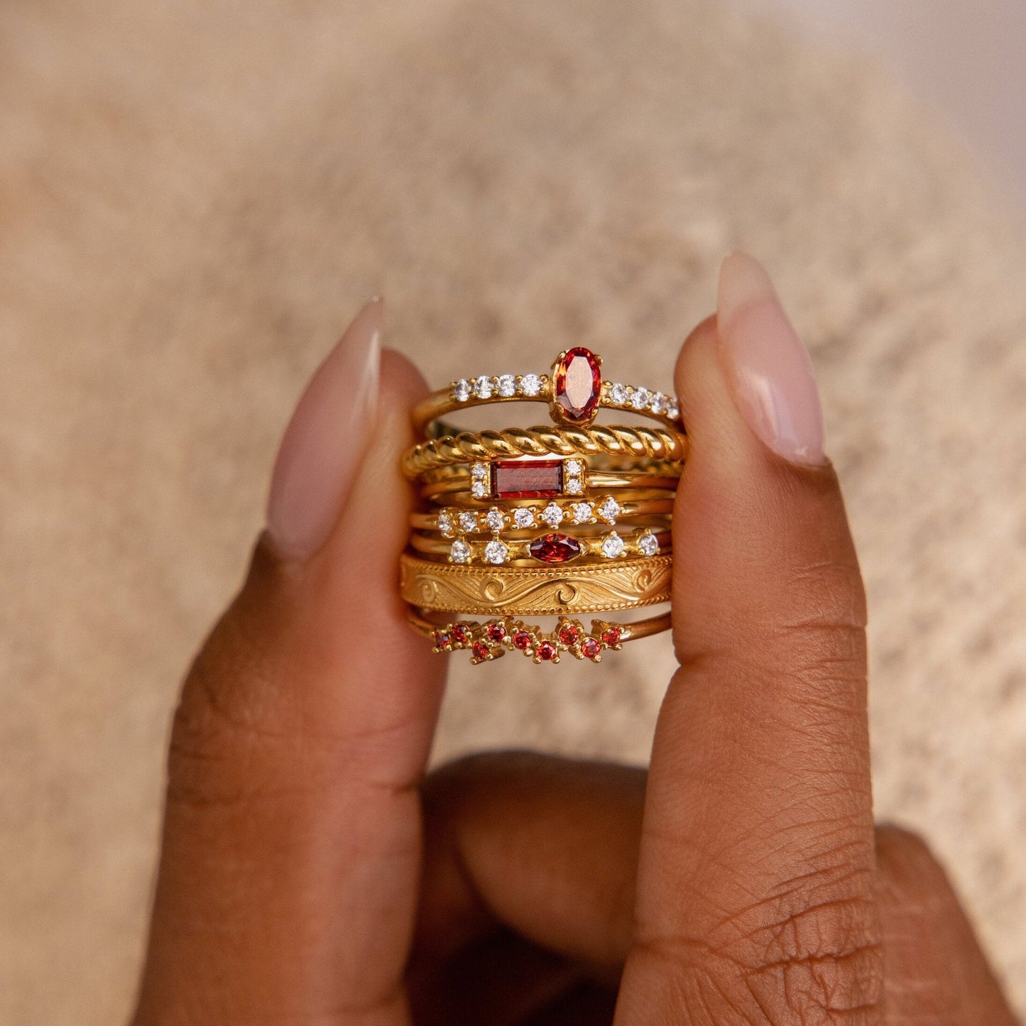 Women's Zircon Birthstone Ring December Birthday Titanium Steel Geometric Retro Design Elegant Fashion Jewelry