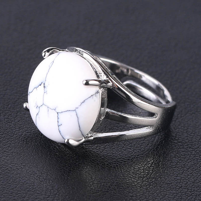 Crystal Hollowed Ring With Natural Stones And Copper Accessories European Style Gift Men Women Friends Jewelry