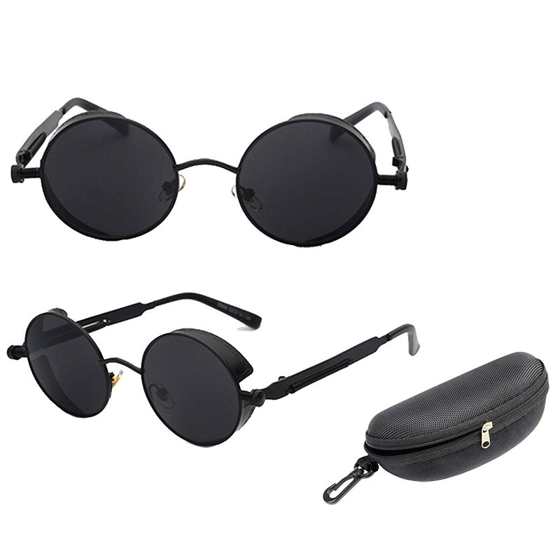 Vintage Round Sunglasses Metal Frame UV400 Protection High Definition Lenses Spring Hinges for Men Unisex Bold