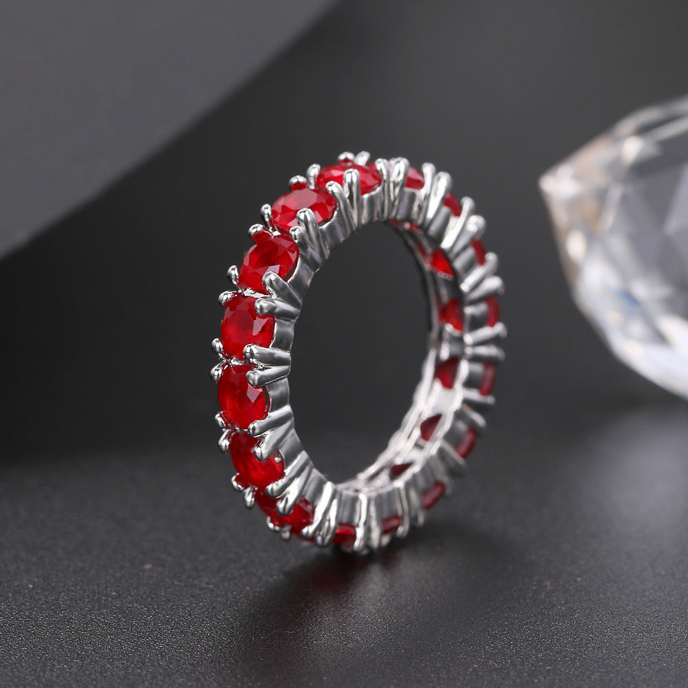 Copper Zircon Diamond Row Ring Geometric Design Fashion Jewelry for Women Dainty Sparkling Statement Accessory