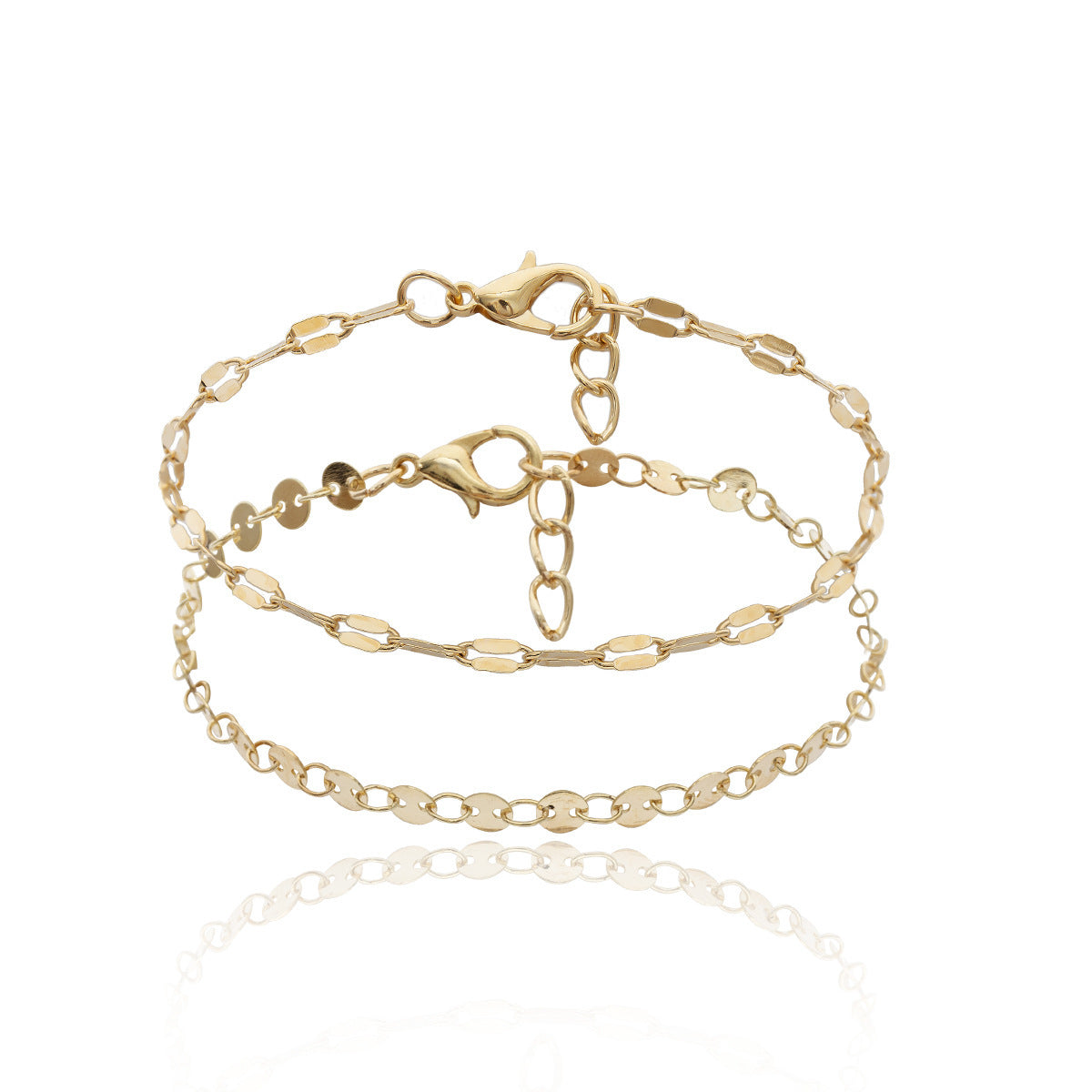 Womens Metal Bracelet Electroplated Geometric Round Bracelet With Sequin Chain Fashion Jewelry For Her And Her