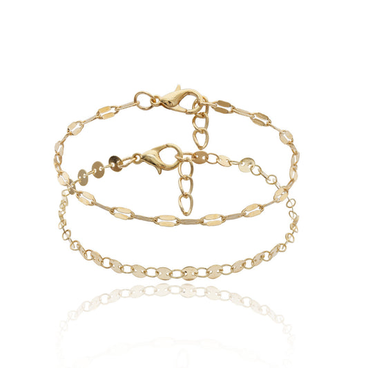 Womens Metal Bracelet Electroplated Geometric Round Bracelet With Sequin Chain Fashion Jewelry For Her And Her