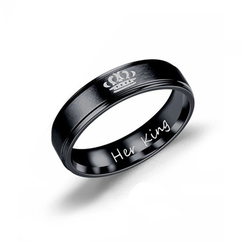 His Queen Her King Couple Rings Stainless Steel Promise Rings For Him Her Matching Anniversary Bands 6mm Width