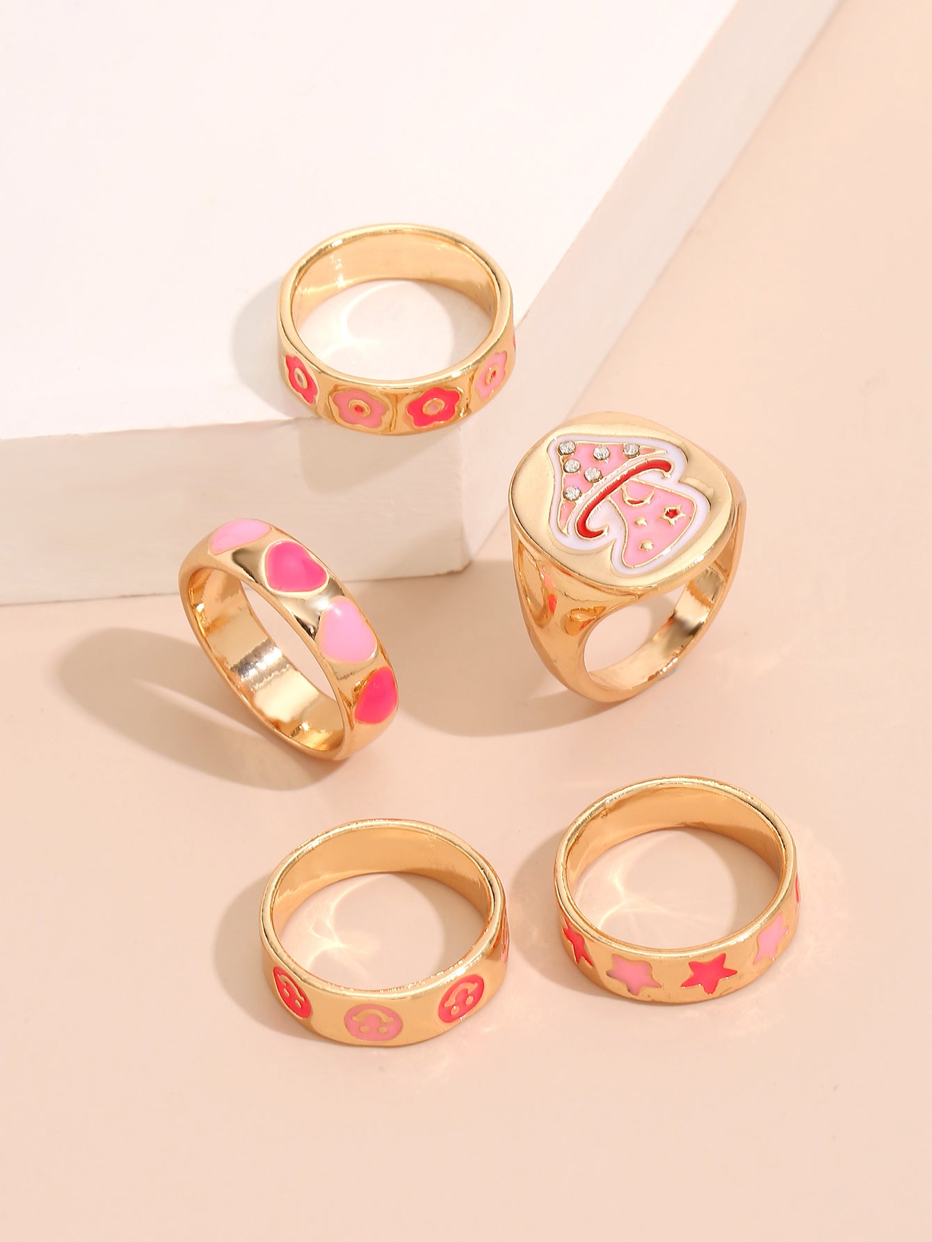 Geometric Ring Set Zinc Alloy Knuckle Rings Women Korean