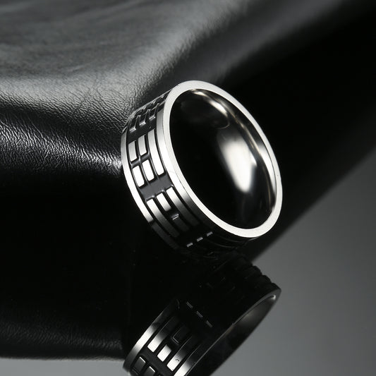 Mens Stainless Steel Ring Design Electroplated Finish Simple Personality Ring Everyday Wear Band Durable Steel