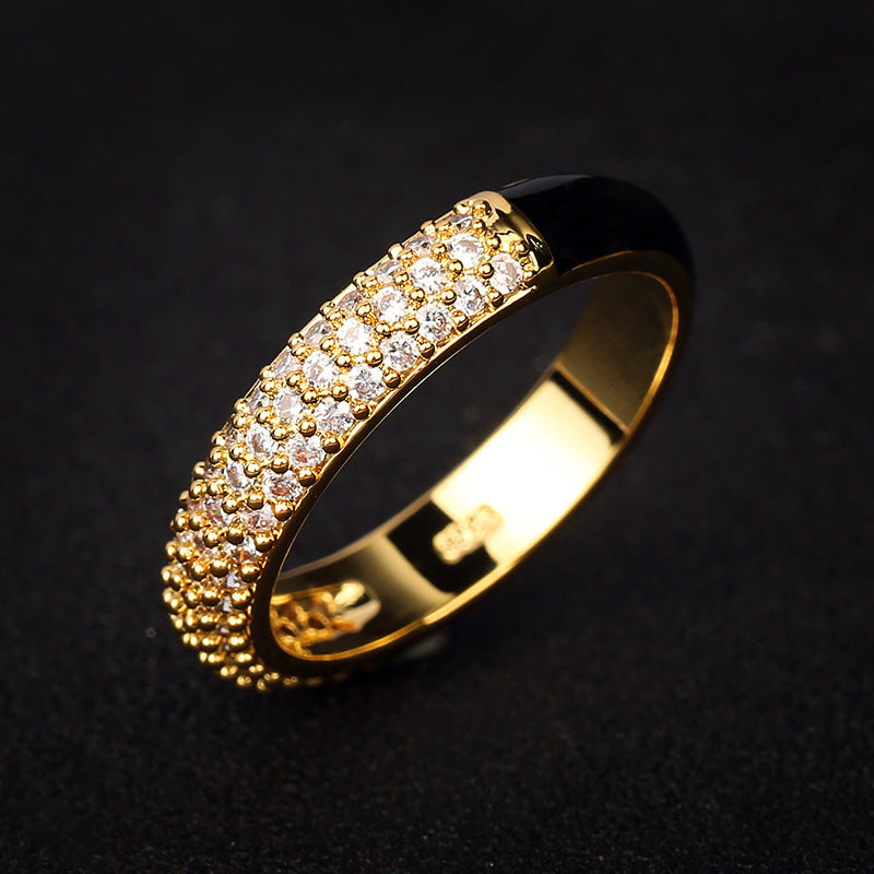 Gold Plated Oil Drip Ring With White Copper Inlay And Gemstone Accents Sizes 6 7 8 9 10 For Women And Men Everyday Wear