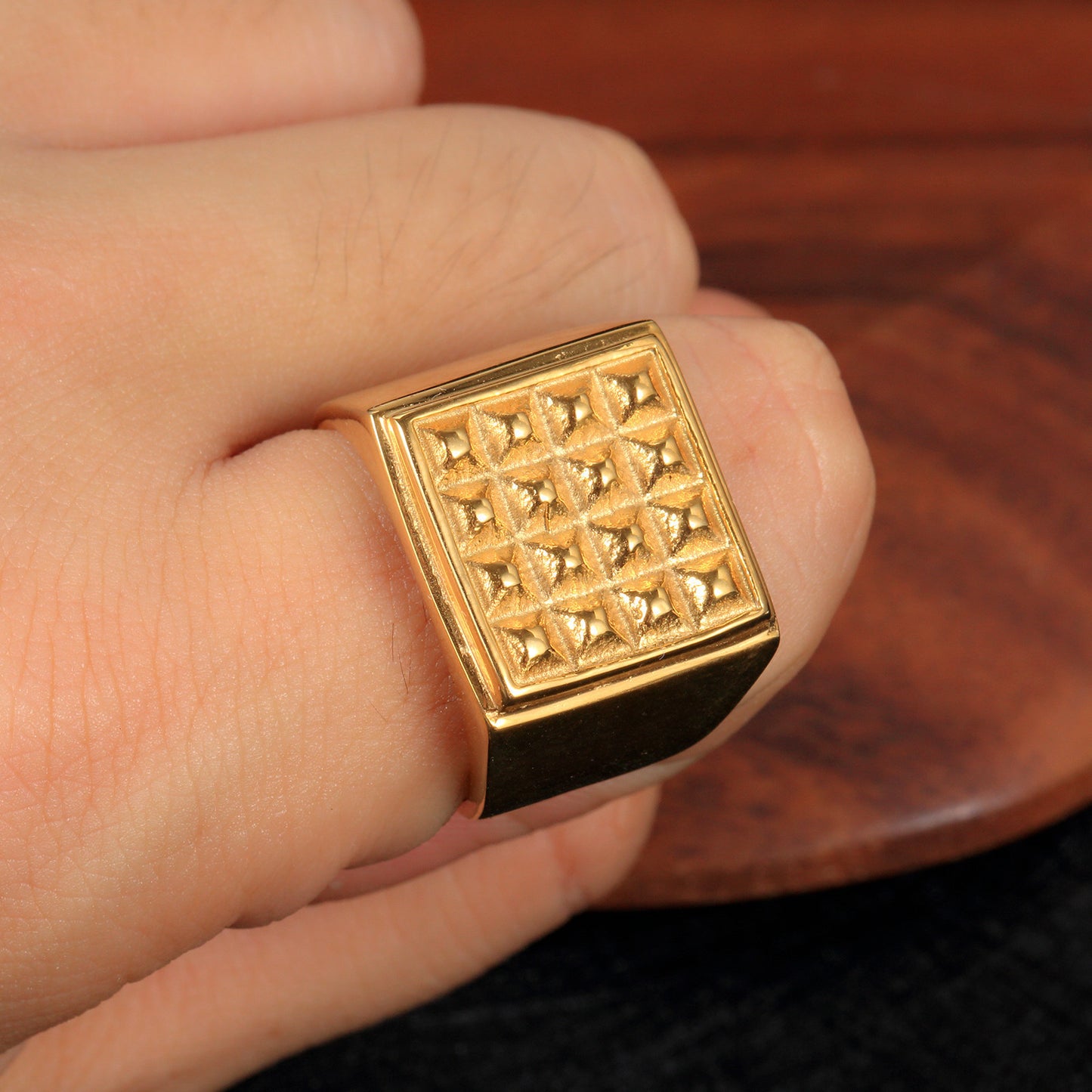 Stainless Steel Ring For Men Geometric Ring Electroplated Domineering Statement Jewelry Gift Black Gold Silver