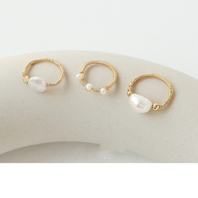 Natural shaped pearl ring