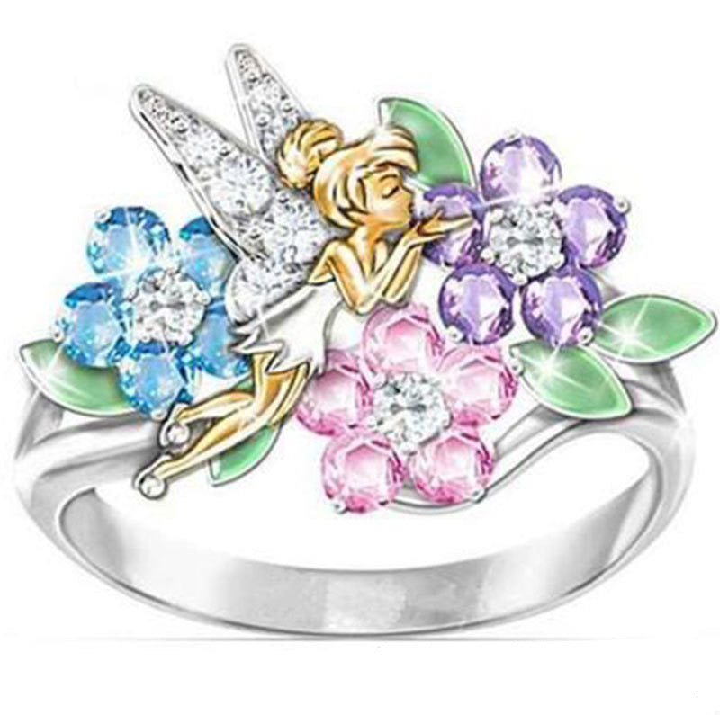 Womens Cartoon Doll Ring Electroplated Silver Finish Alloy Exquisite Design Fashionable Ring High Quality Charm