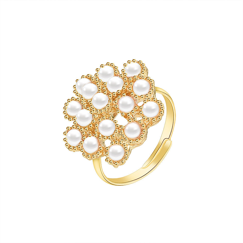 Elegant Flower Ring Gold Alloy Floral Ring For Women Bridesmaids Party Jewelry Accessory For Special Occasions