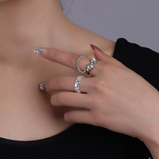 Copper Wind Ring With Crystal Inlaid Gems Adjustable Star