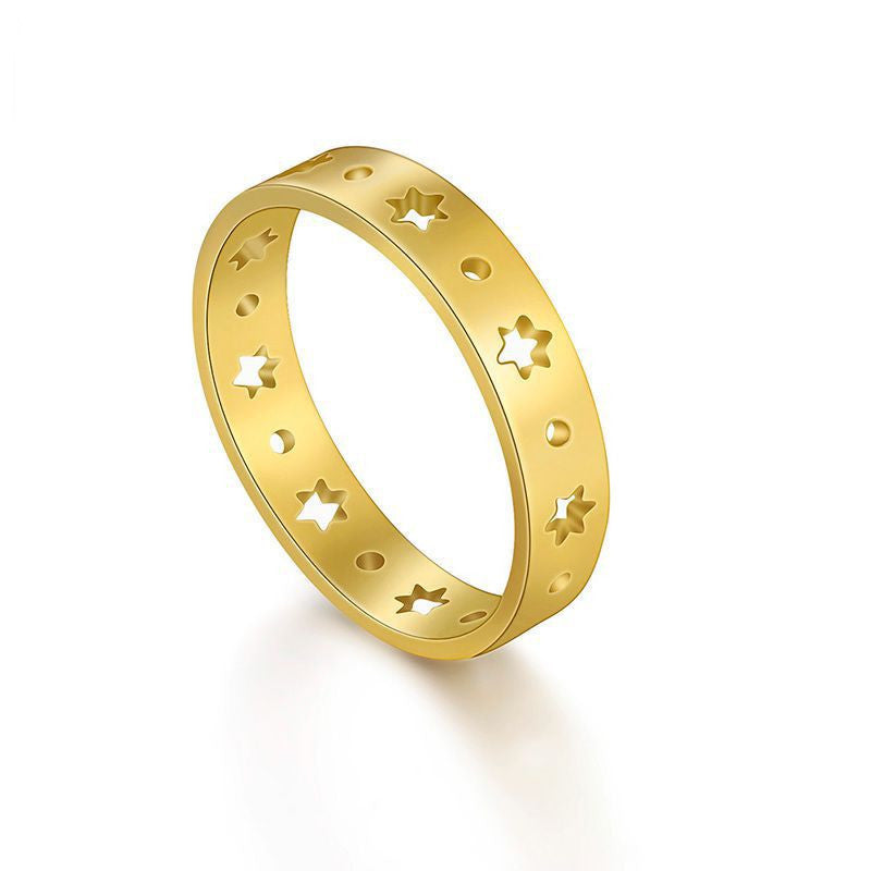 Stainless Steel Star Ring For Women Glossy Jewelry Gift