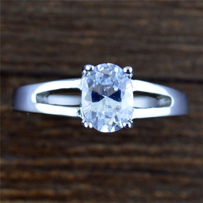 Diamond Heart Ring Titanium Steel Silver Tone Imitation Platinum Look Elegant Jewelry For Women Gift Ready Now