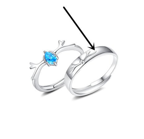 Deer Ring for Couples Animal Ring Set Matching Rings for Lovers Gift Jewelry for Him and Her Mens and Womens White Diamond and Blue Diamond Options