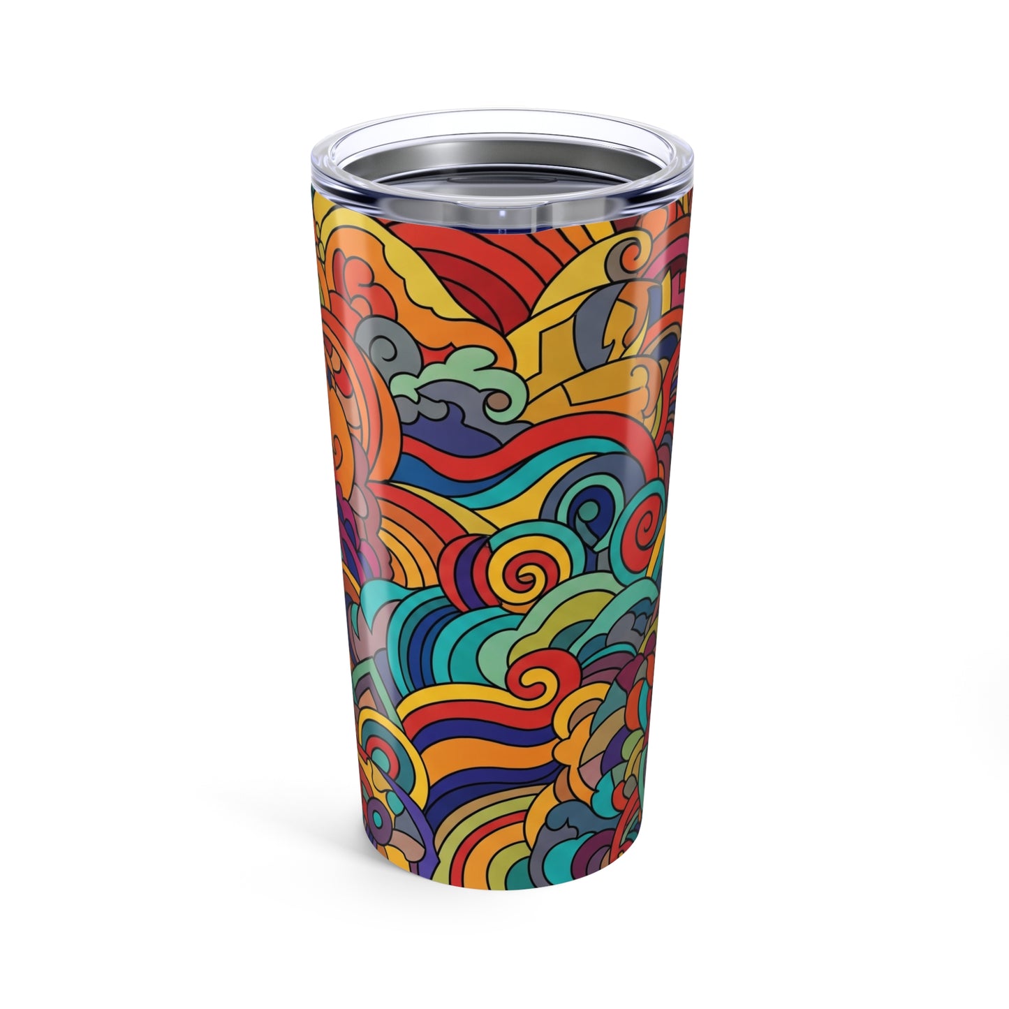 20 Oz Stainless Steel Tumbler Printed Design Double Wall Vacuum Insulation Spill Resistant Travel Coffee Mug With