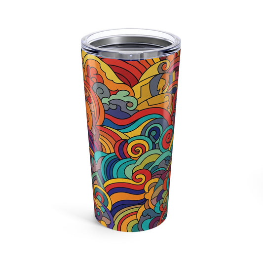 20 Oz Stainless Steel Tumbler Printed Design Double Wall Vacuum Insulation Spill Resistant Travel Coffee Mug With