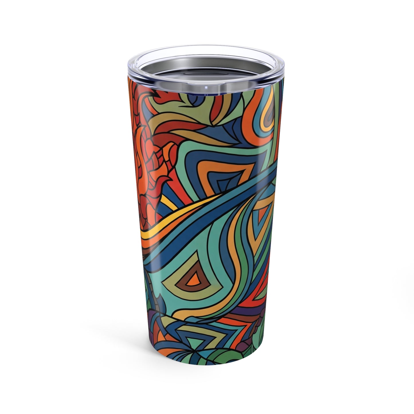 20oz Stainless Steel Tumbler With Double Wall Vacuum Insulation Leak Proof Lid Printed Design For Everyday Travel