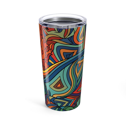 20oz Stainless Steel Tumbler With Double Wall Vacuum Insulation Leak Proof Lid Printed Design For Everyday Travel