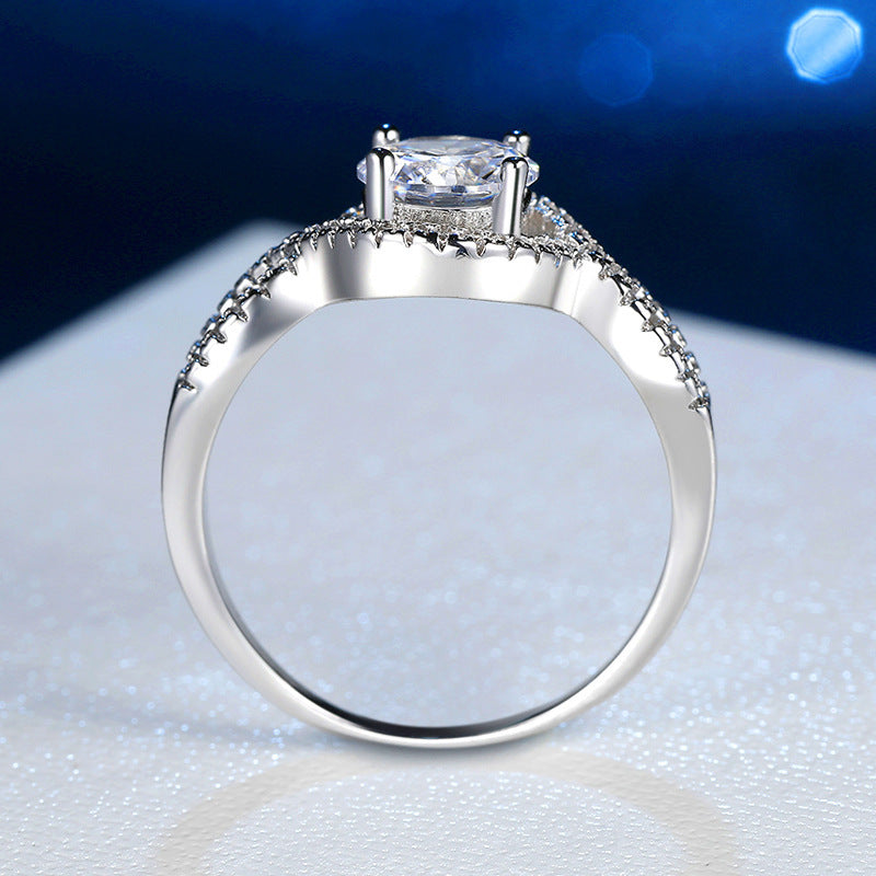Zircon Moissanite Ring for Women Fashion Wedding Bride in White Copper Nepalese Style with Elegant Shine Today