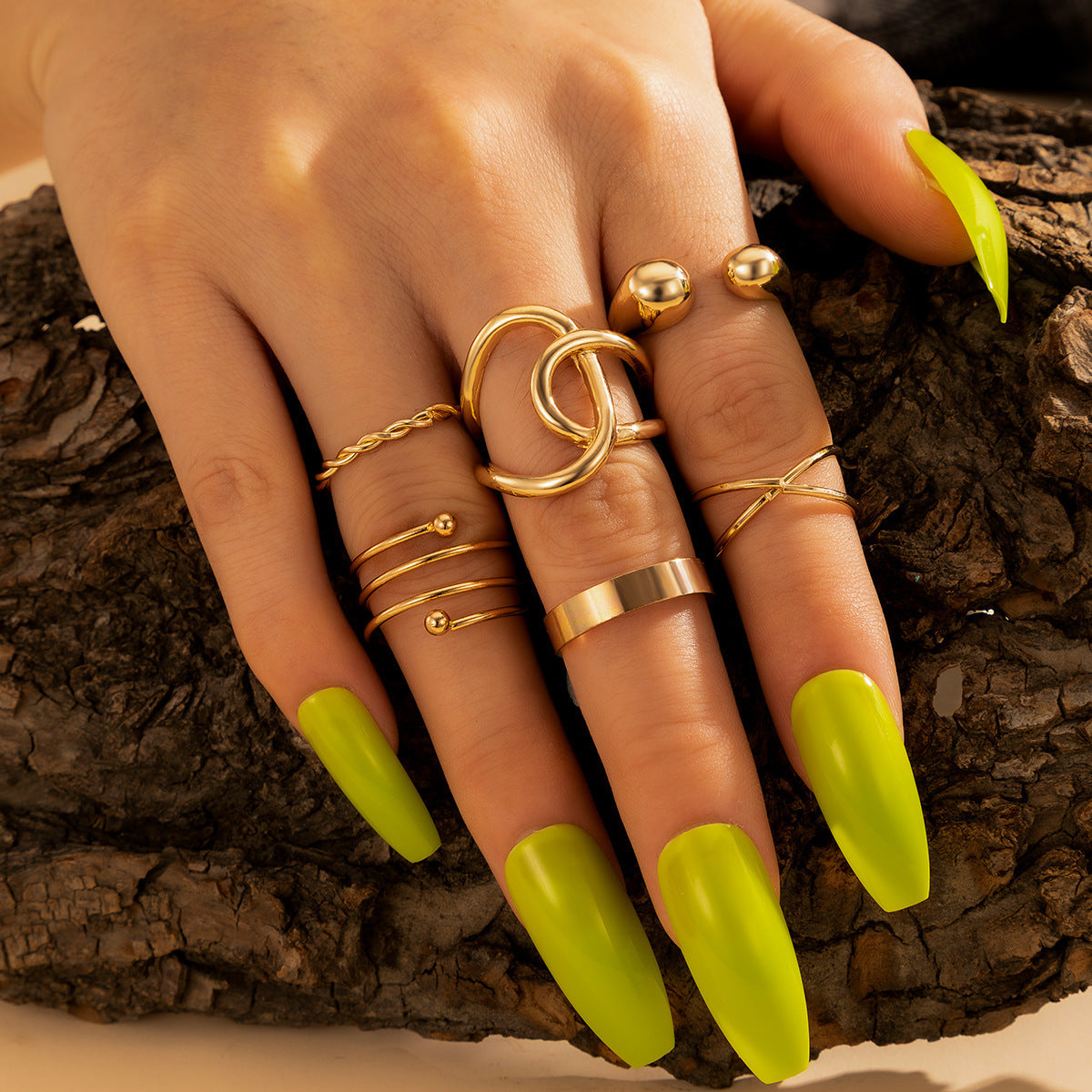 Womens Bohemian Rings Set Retro Geometric Knuckle Ring Stackable Metal Alloy Fashion Jewelry Ring Set In Style