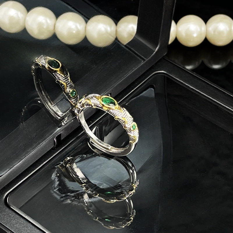 Women Retro Geometric Copper Ring With Zircon Inlaid Hollow Opening Design Fashion Jewelry Gift For Her Copper