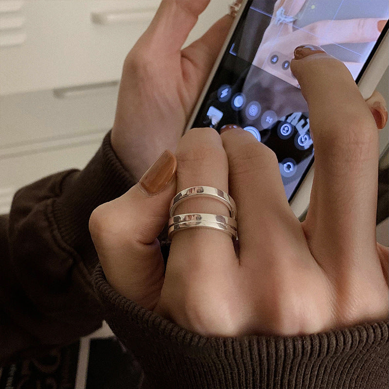 Womens Adjustable Heart Ring Multilayer Fashionable Elegant Ring Thai Silver Plated Ring For Women Girls Heart