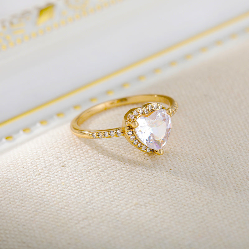 Large Zircon Heart Ring For Women Wedding Gift Elegant Jewelry Perfect For Anniversary Daily Wear Elegant Glow