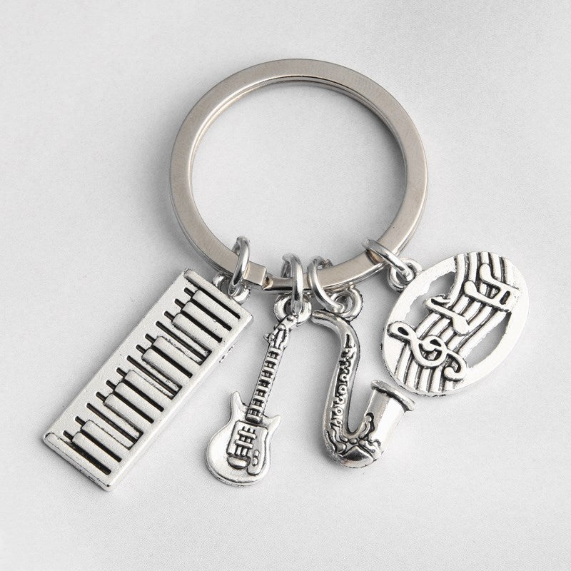 Women Fashion Alloy Keychain Guitar Charm Key Ring Metal Accessory Stylish Jewelry Everyday Carry Essential Of