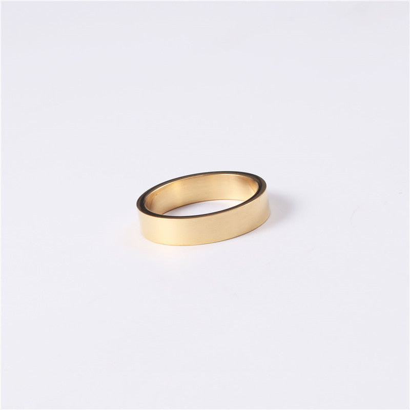 Vintage Matte Distressed Texture Ring Stainless Steel Geometric Design Gold Tone Gift For Weddings Nice Option