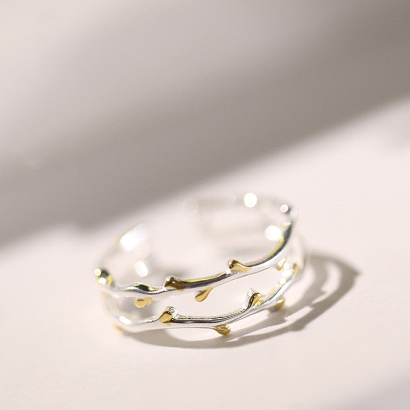 Copper Star Ring For Women Electroplated Non Inlay Index Finger Ring Sprouting Leaf Design Jewelry Everyday Use