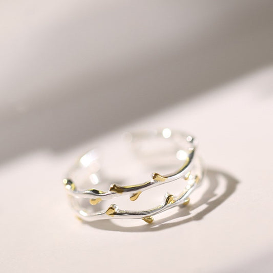 Copper Star Ring For Women Electroplated Non Inlay Index Finger Ring Sprouting Leaf Design Jewelry Everyday Use