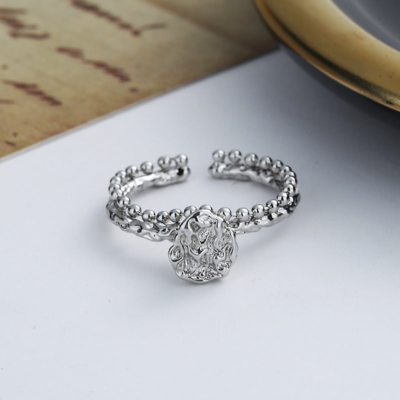 Womens Double Finger Geometric Ring Copper Jewelry Gift