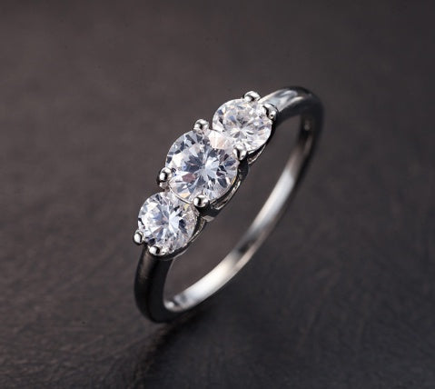 Copper Ring Platinum Plated With Zircon Stones Jewelry