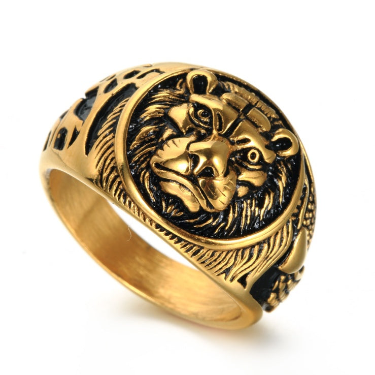 Tiger head lion vintage stainless steel ring