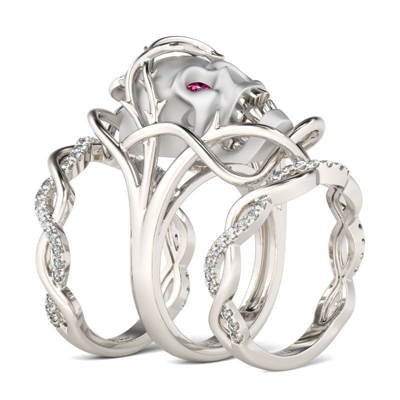 Womens PunkRock Ring Geometric Alloy Statement Jewelry Durable Everyday Wear Party Accessory Trendy Style Chic