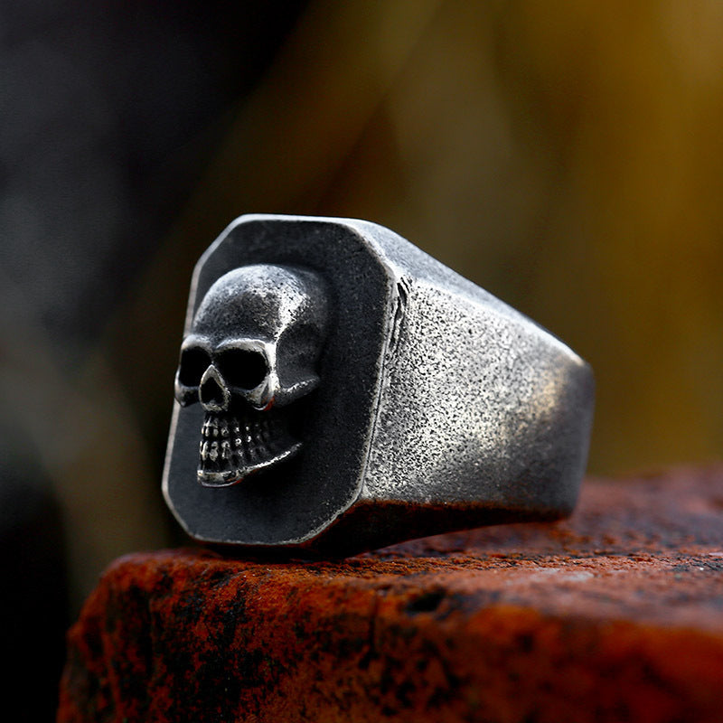 Stainless Steel Skull Ring for Men Vintage Punk Style Durable Ring US 7 8 9 10 11 12 13 Skull Ring for Everyday Wear