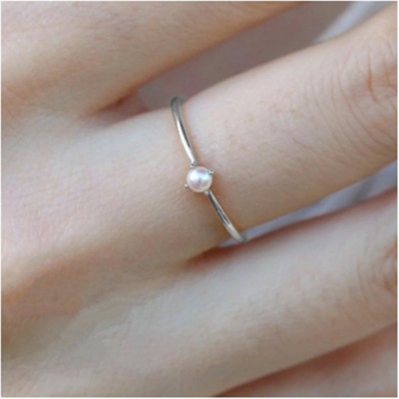 Womens Ring Thin Circle With Mother Of Pearl Plant Flowers Pattern Japanese Korean Design Fashion Jewelry Ring