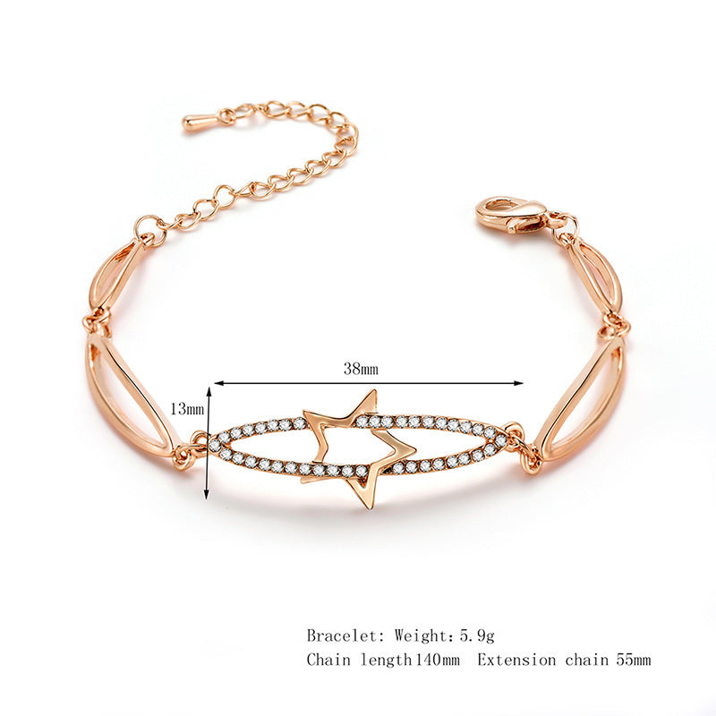 Womens Alloy Bracelet Geometric Electroplated Fashion Jewelry Gift For Her With Five Point Diamond Sleek Trend